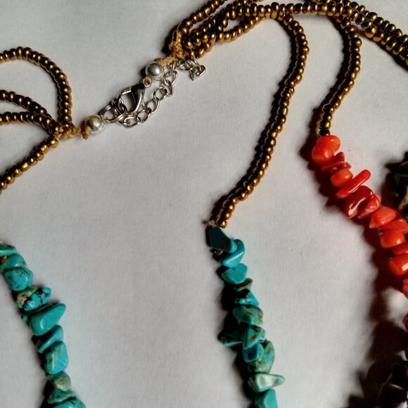 Handmade Four Strand Genuine Semi-Precious Stone Necklace 90g - Picture 6 of 13